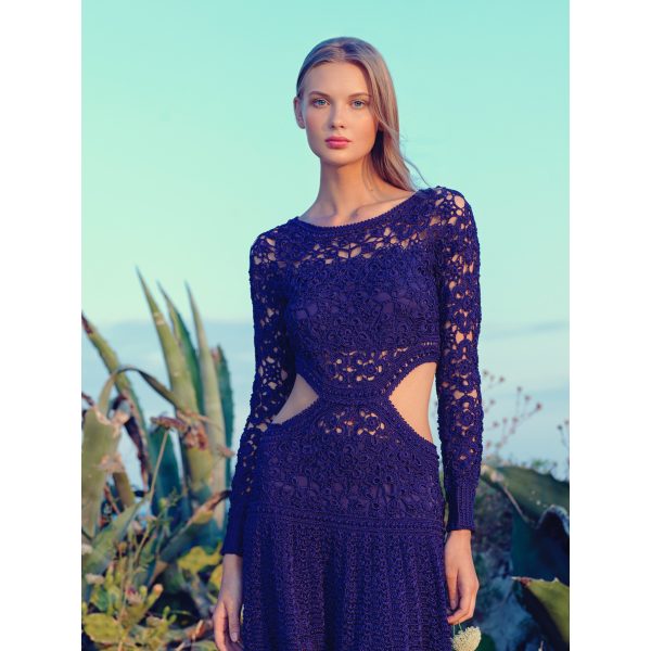 Elegant Blue Crotchet Dress (Hourly Rental)